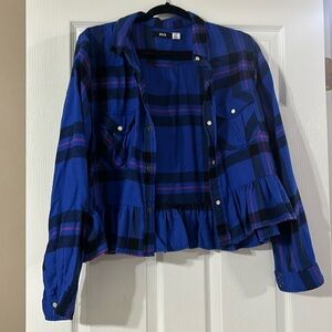 Royal Blue Ruffled Flannel